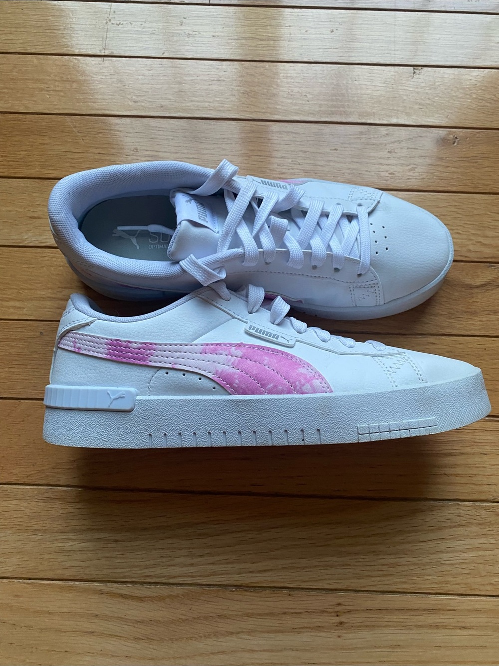 🌸 Puma Jada Bleach GS White and Pink Casual Sneakers